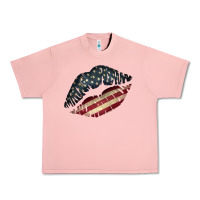 Salmon Vintage American Flag Lips Urban Heavy Tee - Bettercallsaul