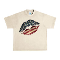 Sandshell Vintage American Flag Lips Urban Heavy Tee - Bettercallsaul