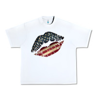 White Vintage American Flag Lips Urban Heavy Tee - Bettercallsaul