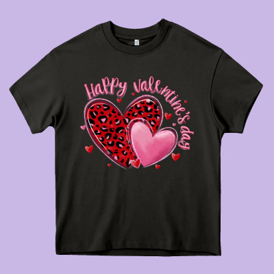 Happy Valentine's Day Hearts Heavy Core Tee Designed By Maliassmallbusiness