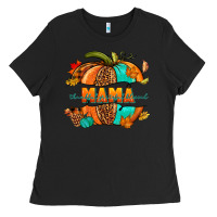 Black Thankful grateful blessed mama pumpkin Ladies Tee - NancyCooperArtShop