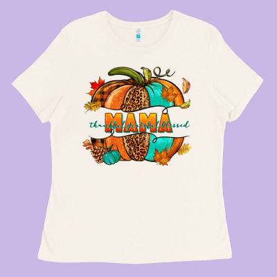 Thankful Grateful Blessed Mama Pumpkin Ladies Tee Designed By Nancycooperartshop