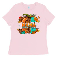 Bubblegum Pink Thankful grateful blessed mama pumpkin Ladies Tee - NancyCooperArtShop