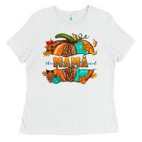 White Thankful grateful blessed mama pumpkin Ladies Tee - NancyCooperArtShop