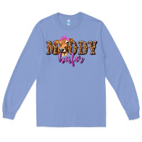Colony Blue Moody Heifer with Leopard Long Sleeve Tee - texasbilliewilder