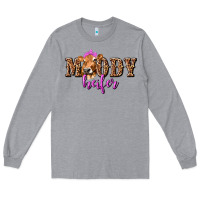Heather Grey Moody Heifer with Leopard Long Sleeve Tee - texasbilliewilder