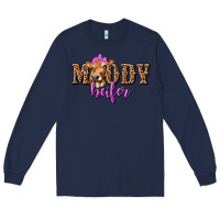 Navy Moody Heifer with Leopard Long Sleeve Tee - texasbilliewilder