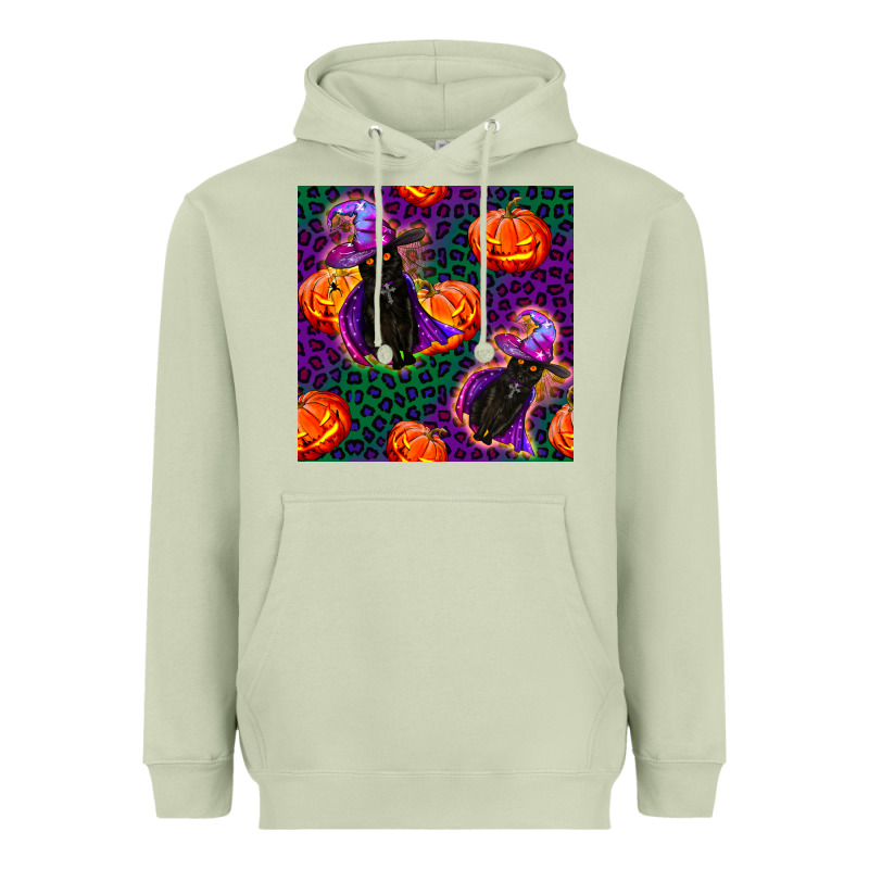 Witchy Cat And Pumpkins Seamless Paternal Heavyweight Hoodie by BundleAndBundleShop | Teevron