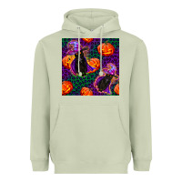 Matcha witchy cat and pumpkins seamless paternal Heavyweight Hoodie - BundleAndBundleShop