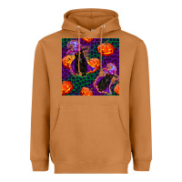 Meerkat witchy cat and pumpkins seamless paternal Heavyweight Hoodie - BundleAndBundleShop