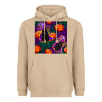 Mushroom witchy cat and pumpkins seamless paternal Heavyweight Hoodie - BundleAndBundleShop