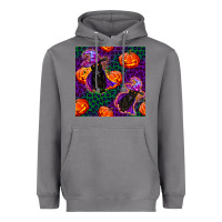 Storm witchy cat and pumpkins seamless paternal Heavyweight Hoodie - BundleAndBundleShop