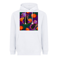 White witchy cat and pumpkins seamless paternal Heavyweight Hoodie - BundleAndBundleShop