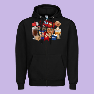 Postal Worker Coffee Cups Zipper Hoodie Designed By Fadigitalartstudio
