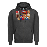 Charcoal Heather Postal Worker Coffee Cups Zipper Hoodie - FaDigitalArtStudio