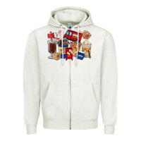 Oatmeal Heather Postal Worker Coffee Cups Zipper Hoodie - FaDigitalArtStudio