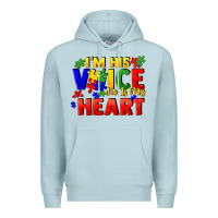 Blue Mist I'm his voice he is my heart Premium Hoodie - FaDigitalArtStudio