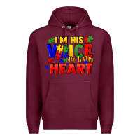 Burgundy I'm his voice he is my heart Premium Hoodie - FaDigitalArtStudio