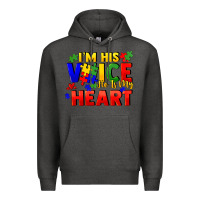 Charcoal Heather I'm his voice he is my heart Premium Hoodie - FaDigitalArtStudio
