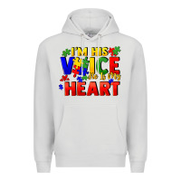 Dove Grey I'm his voice he is my heart Premium Hoodie - FaDigitalArtStudio