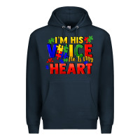 Navy I'm his voice he is my heart Premium Hoodie - FaDigitalArtStudio