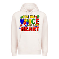 Pale Pink I'm his voice he is my heart Premium Hoodie - FaDigitalArtStudio