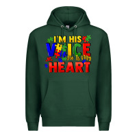Sports Green I'm his voice he is my heart Premium Hoodie - FaDigitalArtStudio