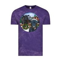 Cloud Purple Black Angus Cattle and Calf Christmas Vintage Tee - RanaPortraitStore