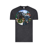 Vintage Black Black Angus Cattle and Calf Christmas Vintage Tee - RanaPortraitStore