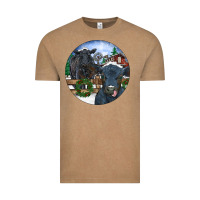 Vintage Coffee Black Angus Cattle and Calf Christmas Vintage Tee - RanaPortraitStore