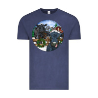 Vintage Denim Black Angus Cattle and Calf Christmas Vintage Tee - RanaPortraitStore