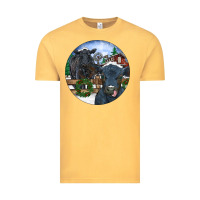 Vintage Mustard Black Angus Cattle and Calf Christmas Vintage Tee - RanaPortraitStore