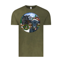 Vintage Olive Black Angus Cattle and Calf Christmas Vintage Tee - RanaPortraitStore