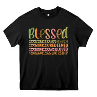 Black retro blessed redeemed quotes Heavy Core Tee - MaliasSmallBusiness