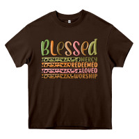 Chocolate Brown retro blessed redeemed quotes Heavy Core Tee - MaliasSmallBusiness