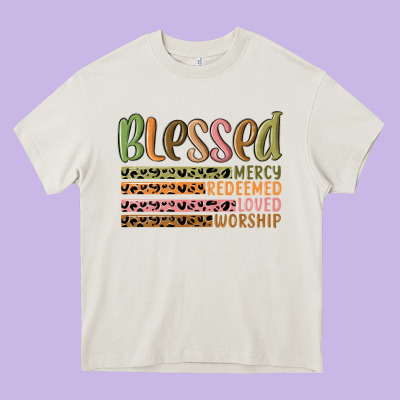 Retro Blessed Redeemed Quotes Heavy Core Tee Designed By Maliassmallbusiness