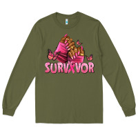 Army Green Breast Cancer survivor afro nails Long Sleeve Tee - NancyCooperArtShop