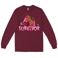 Burgundy Breast Cancer survivor afro nails Long Sleeve Tee - NancyCooperArtShop