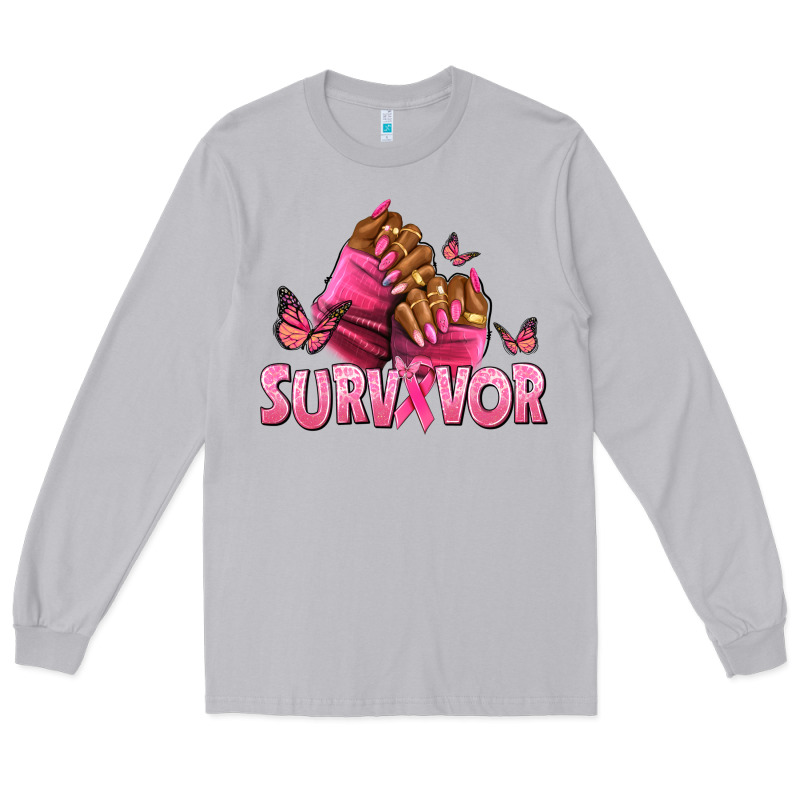 Breast Cancer Survivor Afro Nails Long Sleeve Tee by NancyCooperArtShop | Teevron