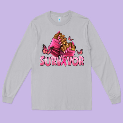 Breast Cancer Survivor Afro Nails Long Sleeve Tee Designed By Nancycooperartshop