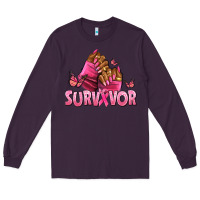 Plum Breast Cancer survivor afro nails Long Sleeve Tee - NancyCooperArtShop