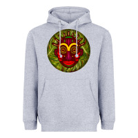 Heather Grey african masks round earrings 4 Heavyweight Hoodie - BundleAndBundleShop