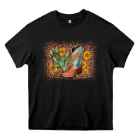 Black cowboy boots cactus leopard Heavy Core Tee - AdoDesignShop