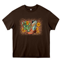 Chocolate Brown cowboy boots cactus leopard Heavy Core Tee - AdoDesignShop