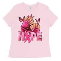 Bubblegum Pink Hope Breast Cancer Caucasian hand nails Ladies Tee - NancyCooperArtShop