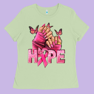 Hope Breast Cancer Caucasian Hand Nails Ladies Tee Designed By Nancycooperartshop