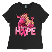 Black Hope Breast Cancer Caucasian hand nails Ladies Tee - NancyCooperArtShop