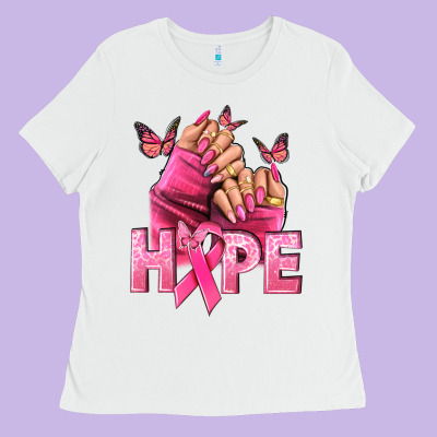 Hope Breast Cancer Caucasian Hand Nails Ladies Tee Designed By Nancycooperartshop