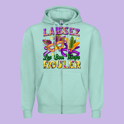 Laissez Les Bon Temps Rouler Zipper Hoodie Designed By Fadigitalartstudio