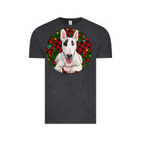Vintage Black Christmas Bull Terrier Vintage Tee - RanaPortraitStore